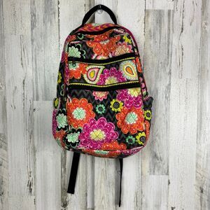 Vera Bradley Quilted Campus Backpack Ziggy Zinnia Pattern (Ret) Multi Cotton EUC